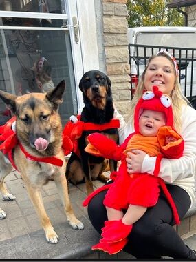 ❤️🎃🦞🦀 family crab matching Halloween costumes for baby and dogs!
